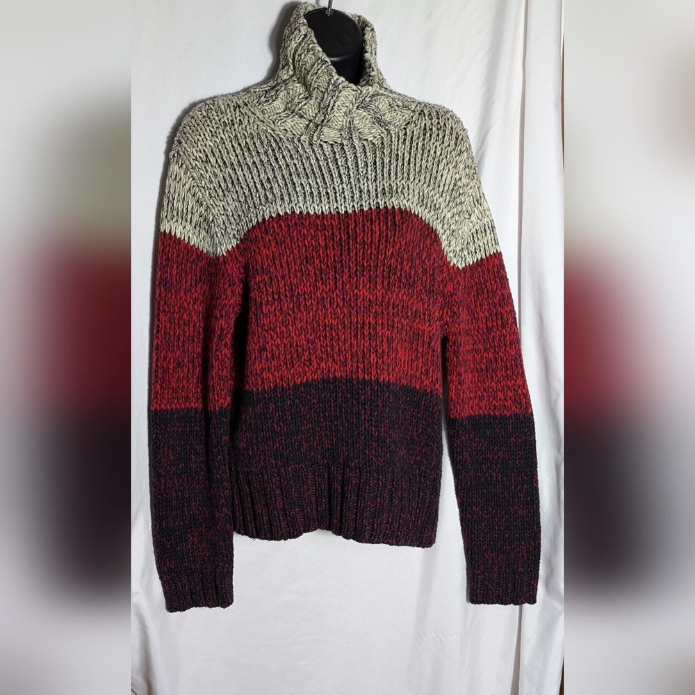 Women's SOblue‎ Sigrid Olsen Chunky Knit Color Block Turtleneck Sweater| Size M